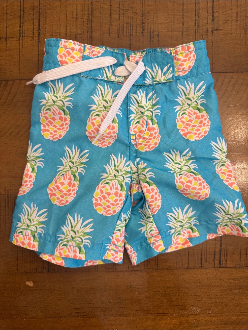 Janie and Jack Turquoise Pineapple Print Swim Trunks